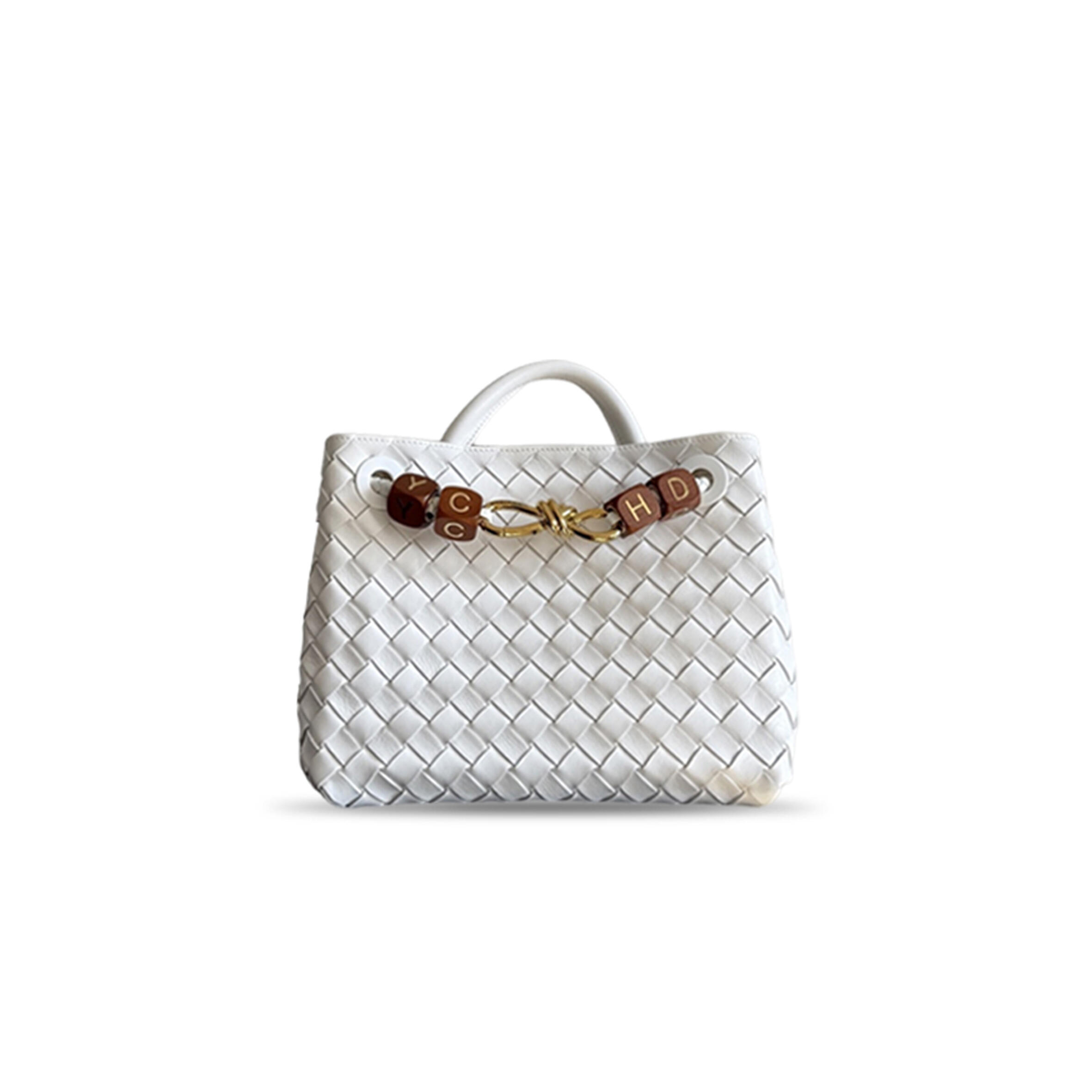 BOTTEGA VENETA SMALL ANDIAMO IN WHITE BAG 743568 (25*22*10.5cm)